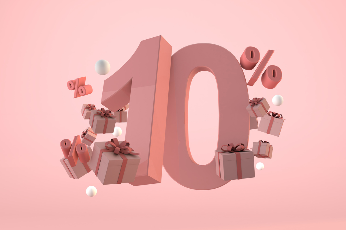 Pink Sale 15% off, Promotion and celebration with gift boxes and